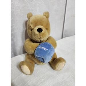 Vintage Disney Classic Pooh W/ Honey Pot Plush 9" Stuffed Animal Figure by Gund
